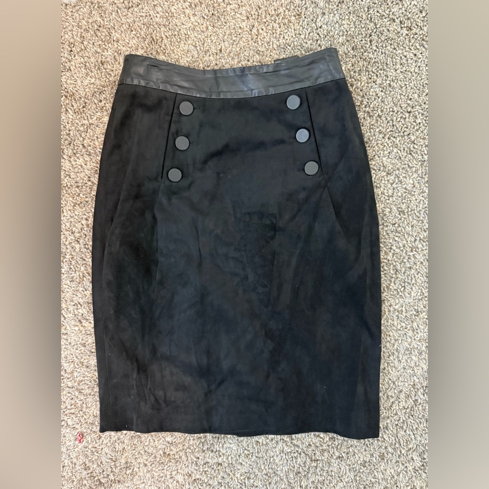 H&M Black Pencil Skirt with Button Detail
